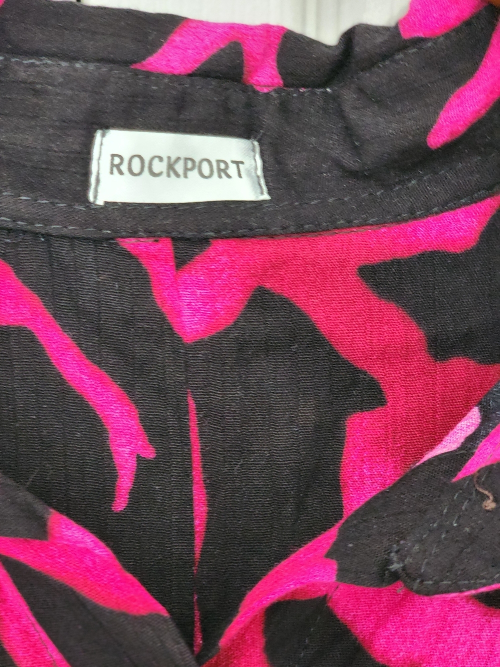 Rockport Black and Hot Pink Sleeveless Swim Coverup Button Front OSFM - Picture 5 of 7